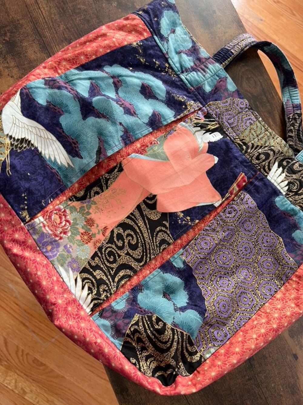 Handmade Quilted Japanese Inspired Patchwork Tote Bag